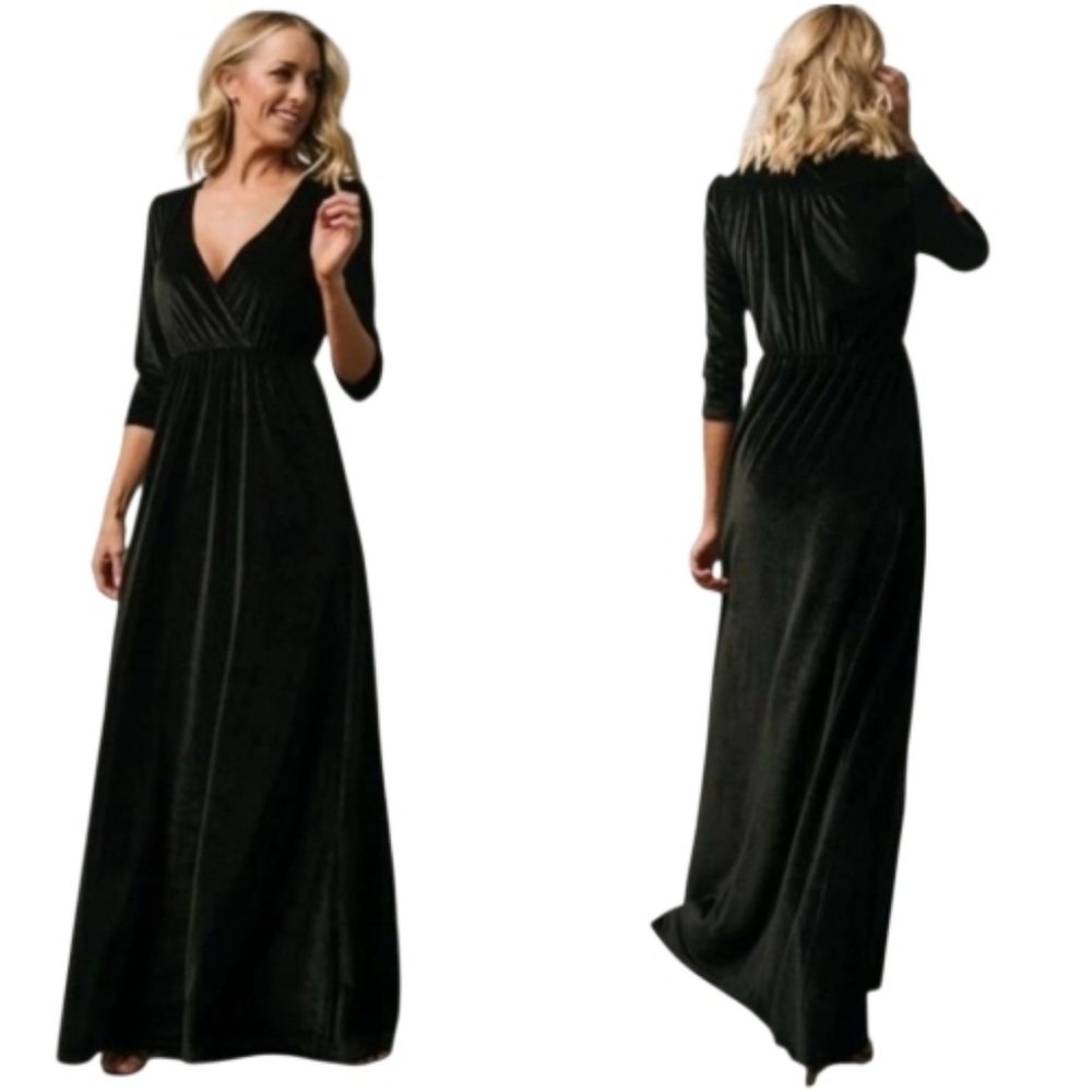 NWT Baltic Born Sofia Black Velvet Maxi Dress Size Medium